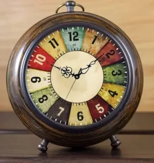 Desk Clock Wooden Table Clock Nautical Style Desk Clock Home & Office Study Living Room Decoration Gift (Brown 6" Inch)