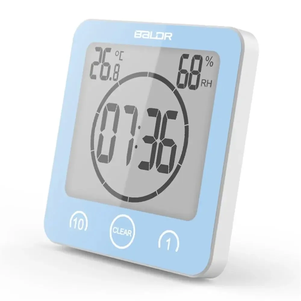 Digital LCD Wall Clock Waterproof For Bathroom Shower Kitchen To Withstand Water Splashes