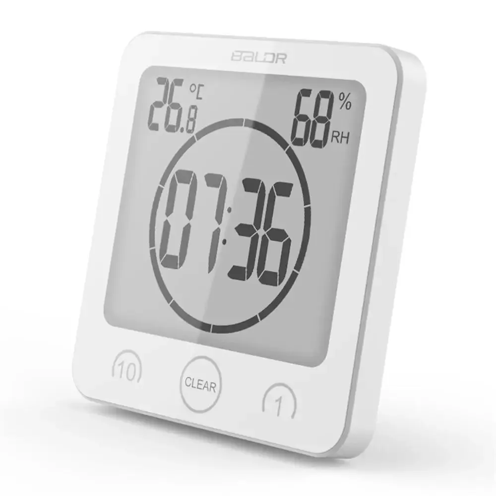 Digital LCD Wall Clock Waterproof For Bathroom Shower Kitchen To Withstand Water Splashes
