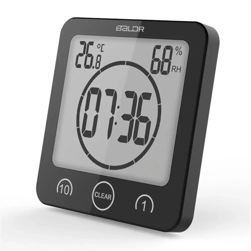 Digital LCD Wall Clock Waterproof For Bathroom Shower Kitchen To Withstand Water Splashes