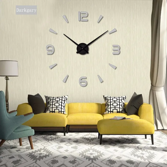 DIY Acrylic Mirror Wall Clock - Black,Red,Pink,Silver,Gold,Chocolate,Gray,Blue