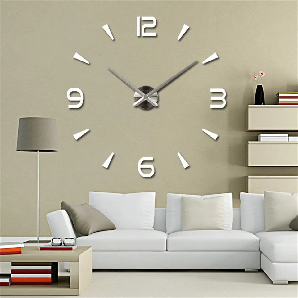 DIY Acrylic Mirror Wall Clock - Black,Red,Pink,Silver,Gold,Chocolate,Gray,Blue