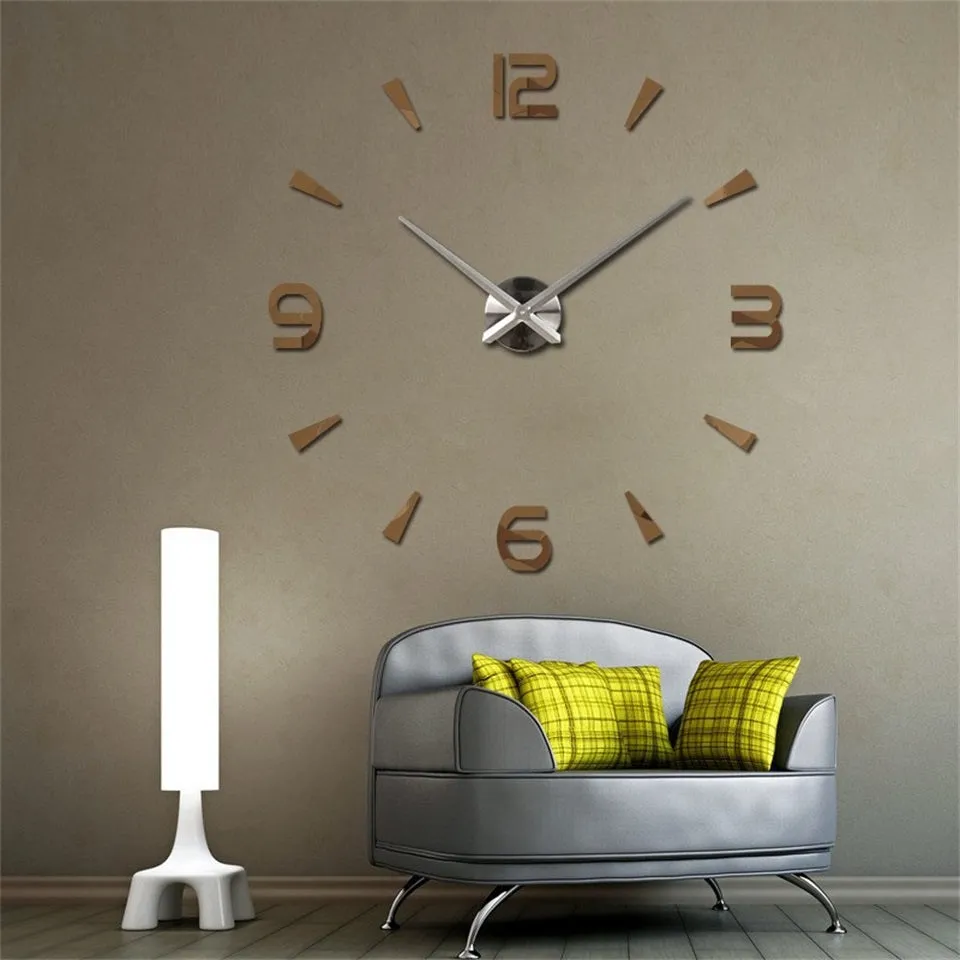 DIY Acrylic Mirror Wall Clock - Black,Red,Pink,Silver,Gold,Chocolate,Gray,Blue