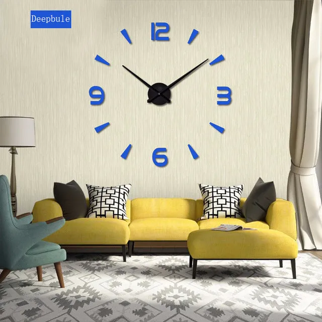 DIY Acrylic Mirror Wall Clock - Black,Red,Pink,Silver,Gold,Chocolate,Gray,Blue