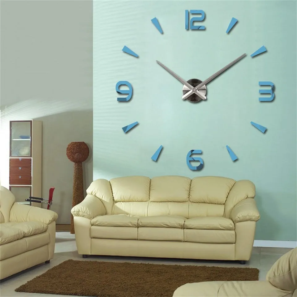 DIY Acrylic Mirror Wall Clock - Black,Red,Pink,Silver,Gold,Chocolate,Gray,Blue