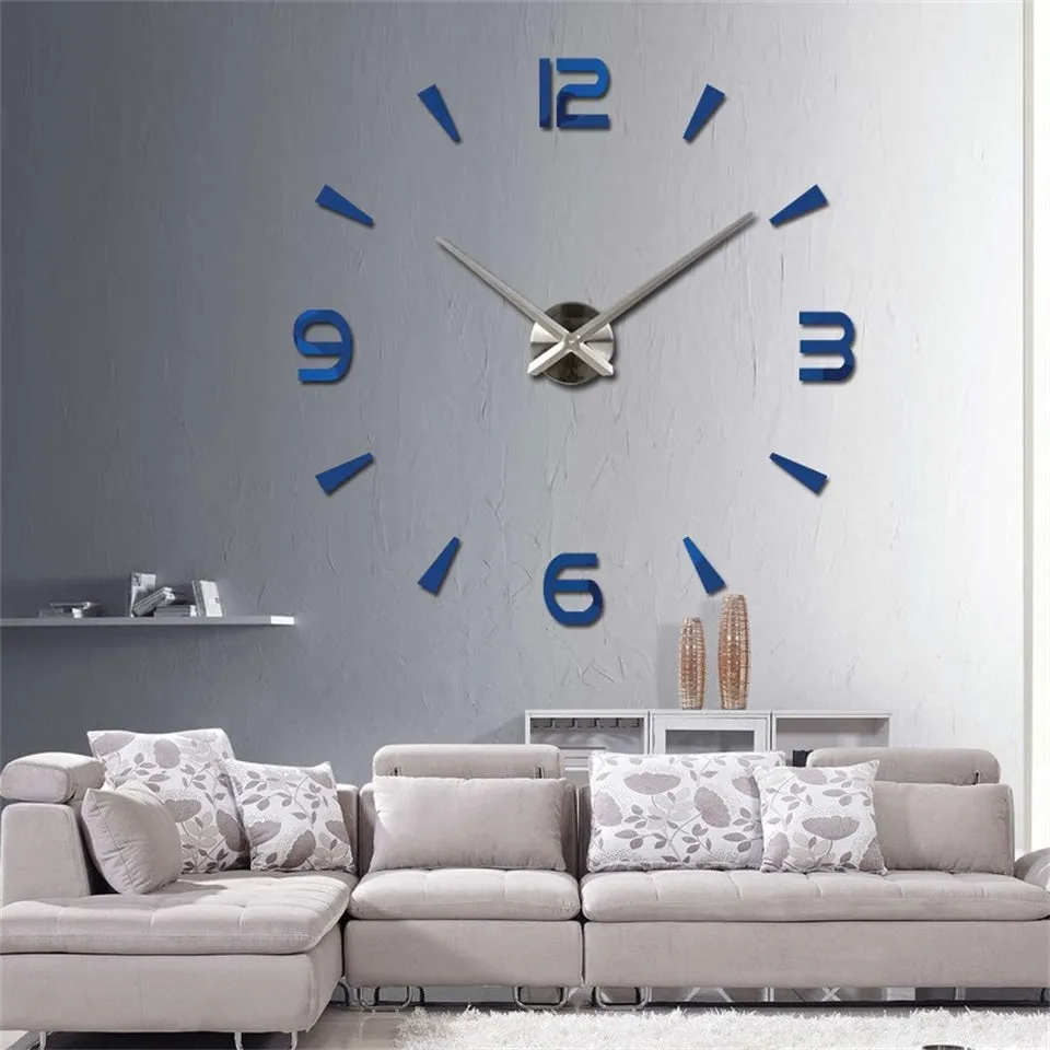 DIY Acrylic Mirror Wall Clock - Black,Red,Pink,Silver,Gold,Chocolate,Gray,Blue