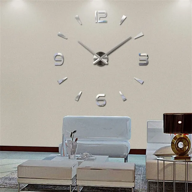 DIY Acrylic Mirror Wall Clock - Black,Red,Pink,Silver,Gold,Chocolate,Gray,Blue
