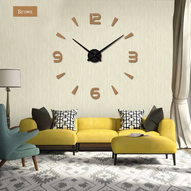 DIY Acrylic Mirror Wall Clock - Black,Red,Pink,Silver,Gold,Chocolate,Gray,Blue