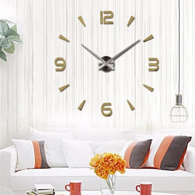DIY Acrylic Mirror Wall Clock - Black,Red,Pink,Silver,Gold,Chocolate,Gray,Blue