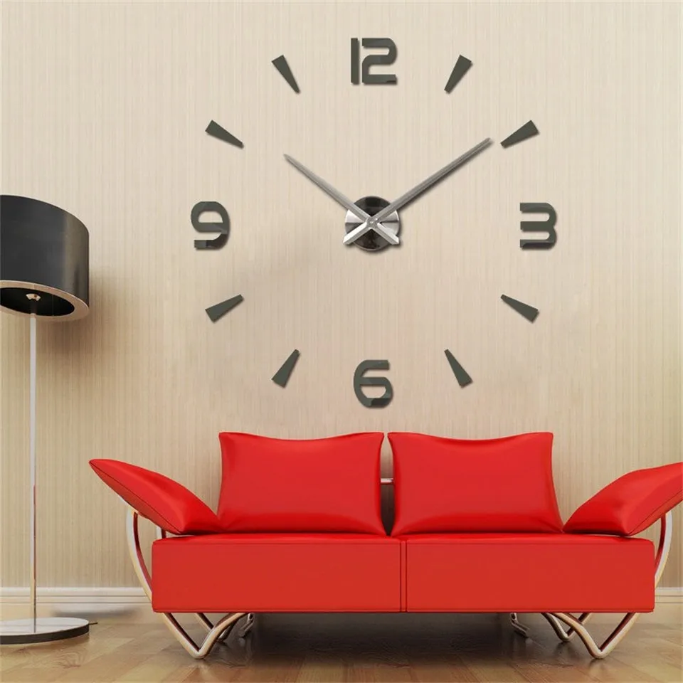 DIY Acrylic Mirror Wall Clock - Black,Red,Pink,Silver,Gold,Chocolate,Gray,Blue