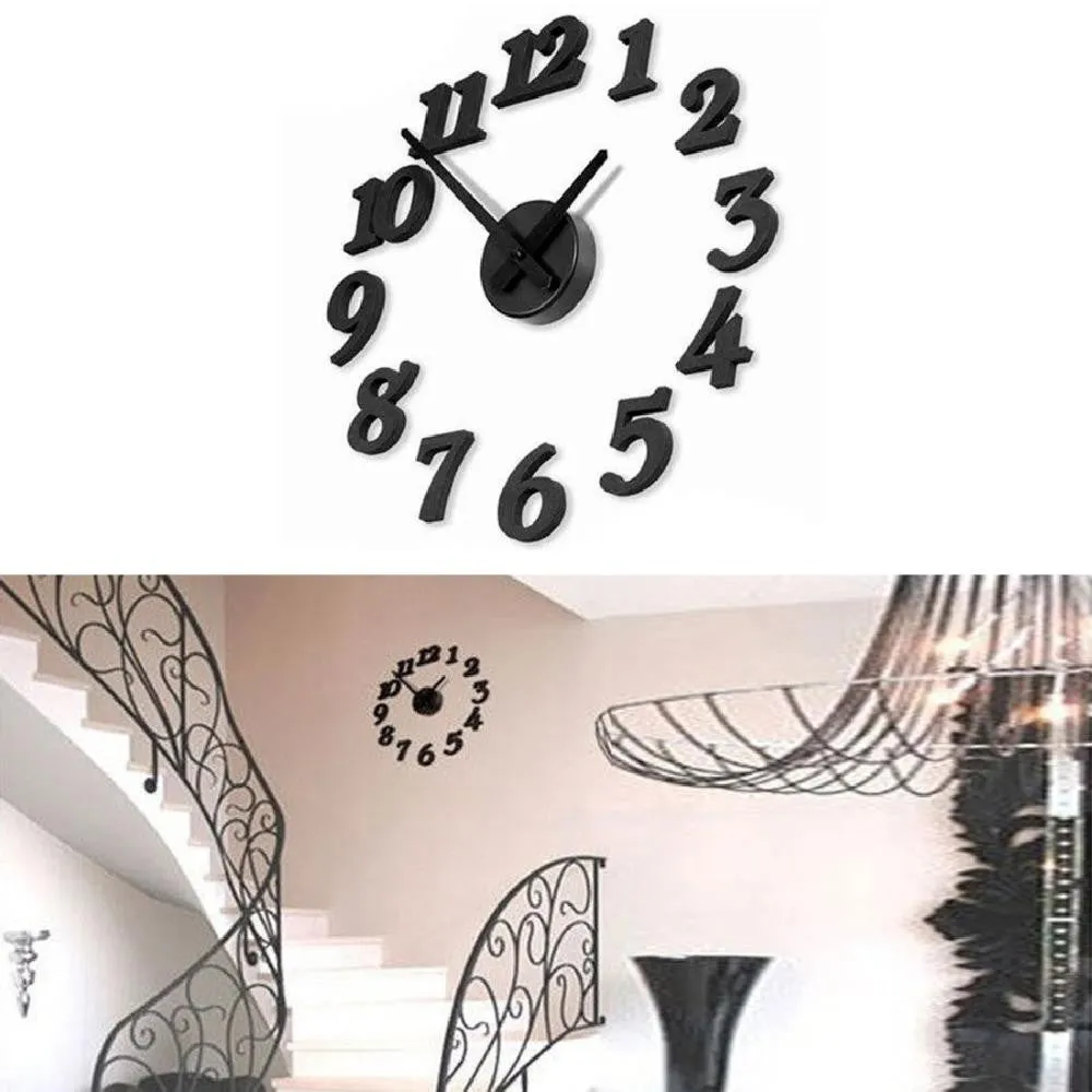 DIY Clock Adhesive Decal Modern Wall Digit Number Room Interior Decoration Clock 3D DIY Clock