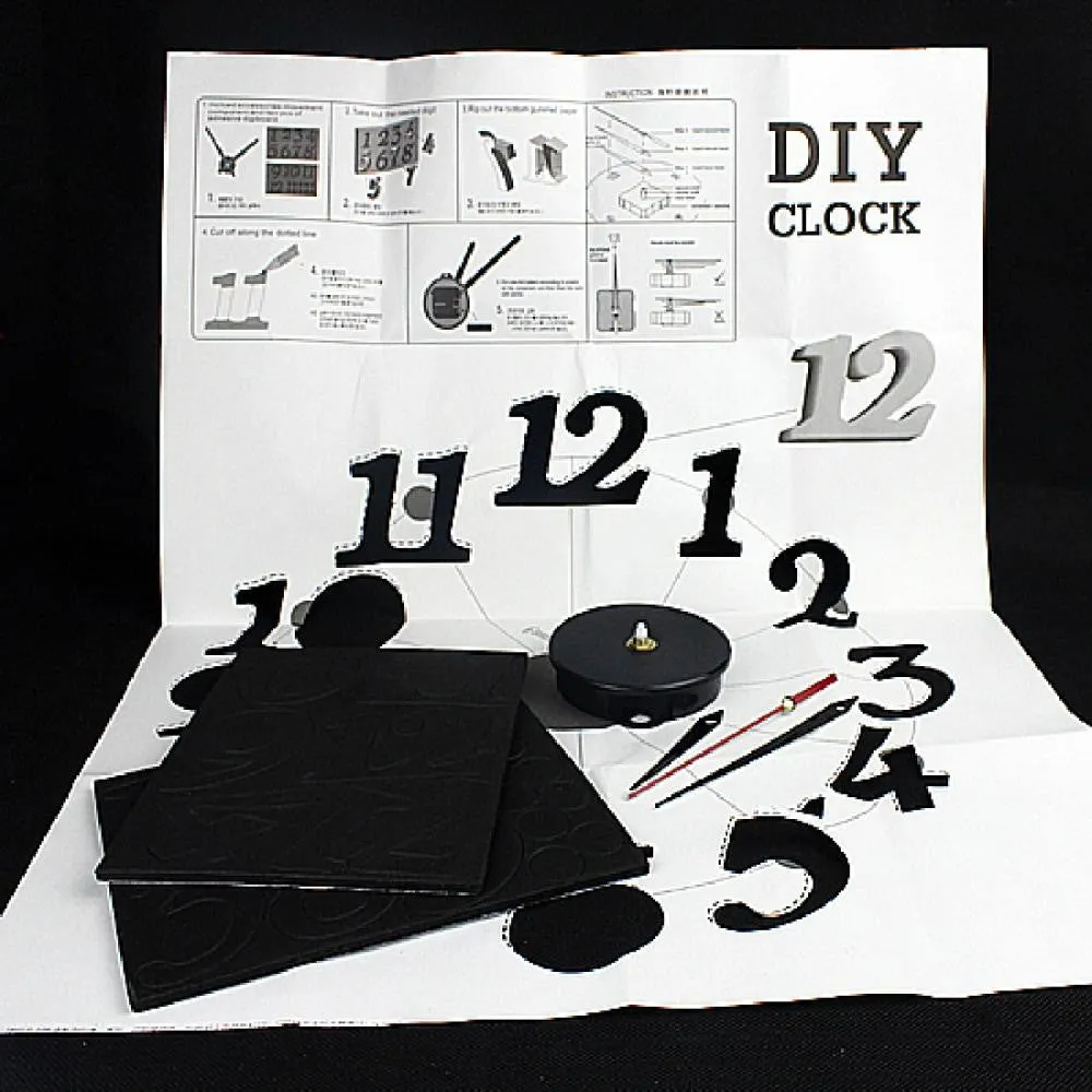 DIY Clock Adhesive Decal Modern Wall Digit Number Room Interior Decoration Clock 3D DIY Clock