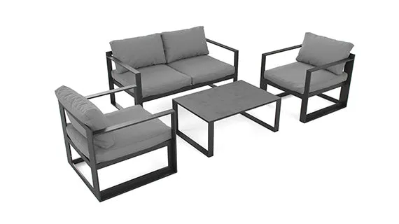 Duoyes Outdoor Padded Sofa, Minimalist Design Armchair Sofa Modular in Aluminum Frame with Cushions