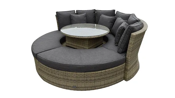 Duoyes Wicker Outdoor Sofa Sectional, 5-PC Outdoor Seating Modular in Aluminum Frame with Cushions