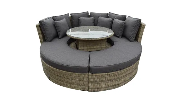 Duoyes Wicker Outdoor Sofa Sectional, 5-PC Outdoor Seating Modular in Aluminum Frame with Cushions