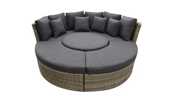 Duoyes Wicker Outdoor Sofa Sectional, 5-PC Outdoor Seating Modular in Aluminum Frame with Cushions