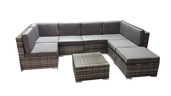 Duoyes Wicker Outdoor Sofa Sectional, 8-PC Outdoor Seating Modular in Steel Frame with Cushions