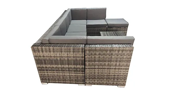 Duoyes Wicker Outdoor Sofa Sectional, 8-PC Outdoor Seating Modular in Steel Frame with Cushions