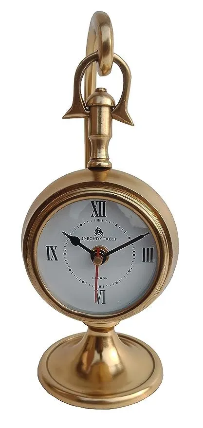Dynamic Store Metal Aluminum Table Clock| Antique Style Decor Home Office Studio Contemporary Aluminum Metal Wall Clock (Gold)
