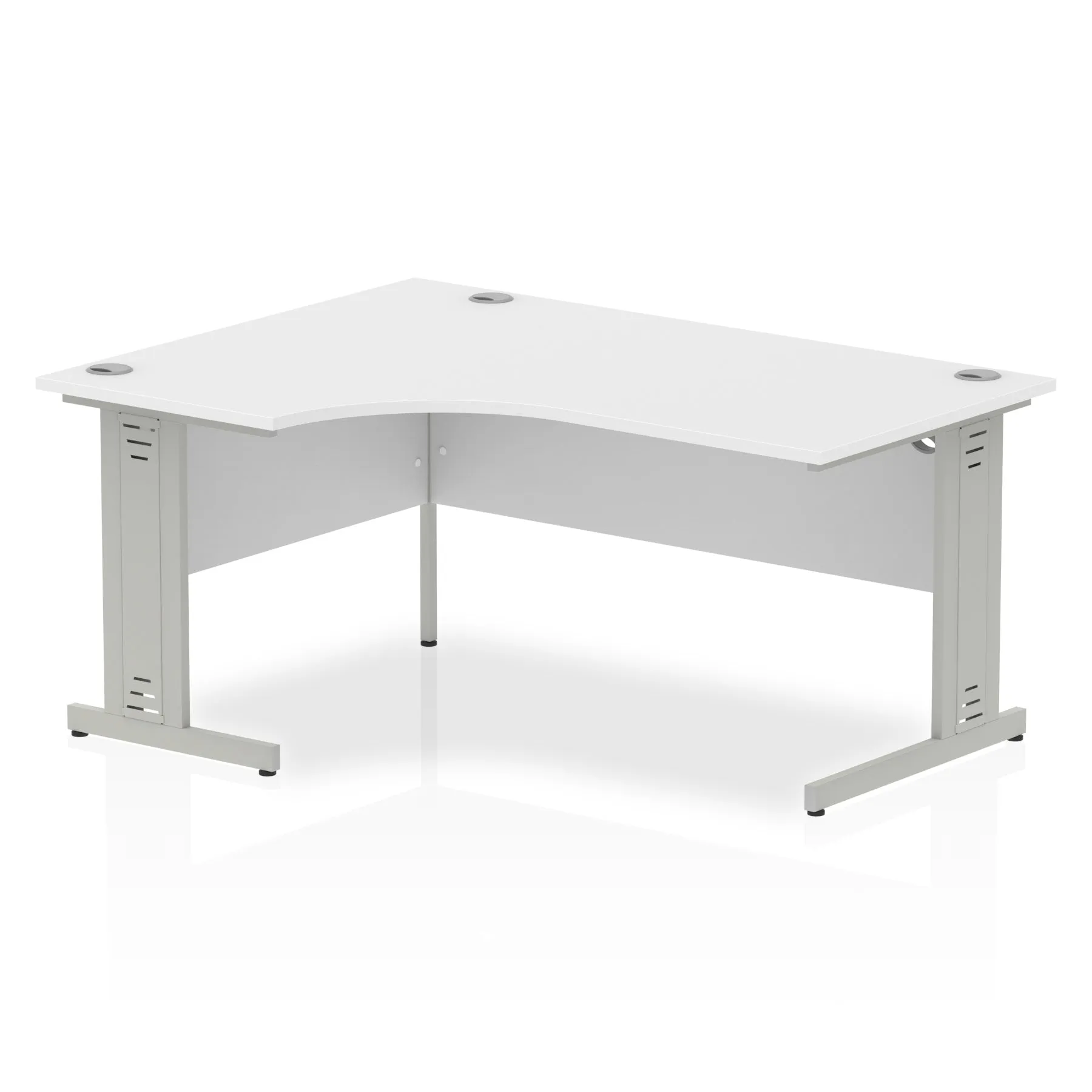 Dynasty Freestanding Corner Desk | Cable Managed Leg | Sturdy & Weather Resistant | 1600mm Left Crescent | Melamine Finish