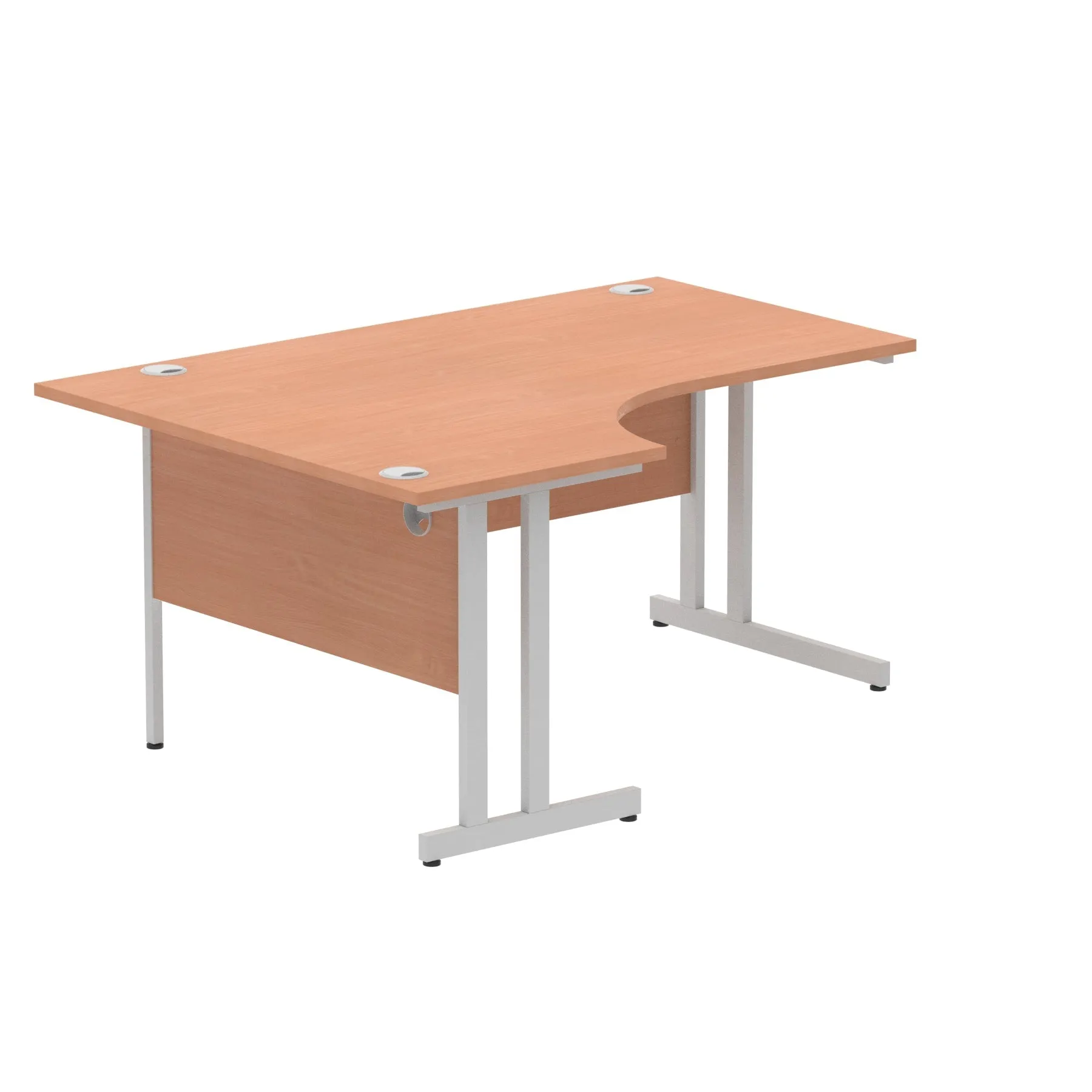 Dynasty Freestanding Corner Desk | Cable Managed Leg | Sturdy & Weather Resistant | 1600mm Left Crescent | Melamine Finish