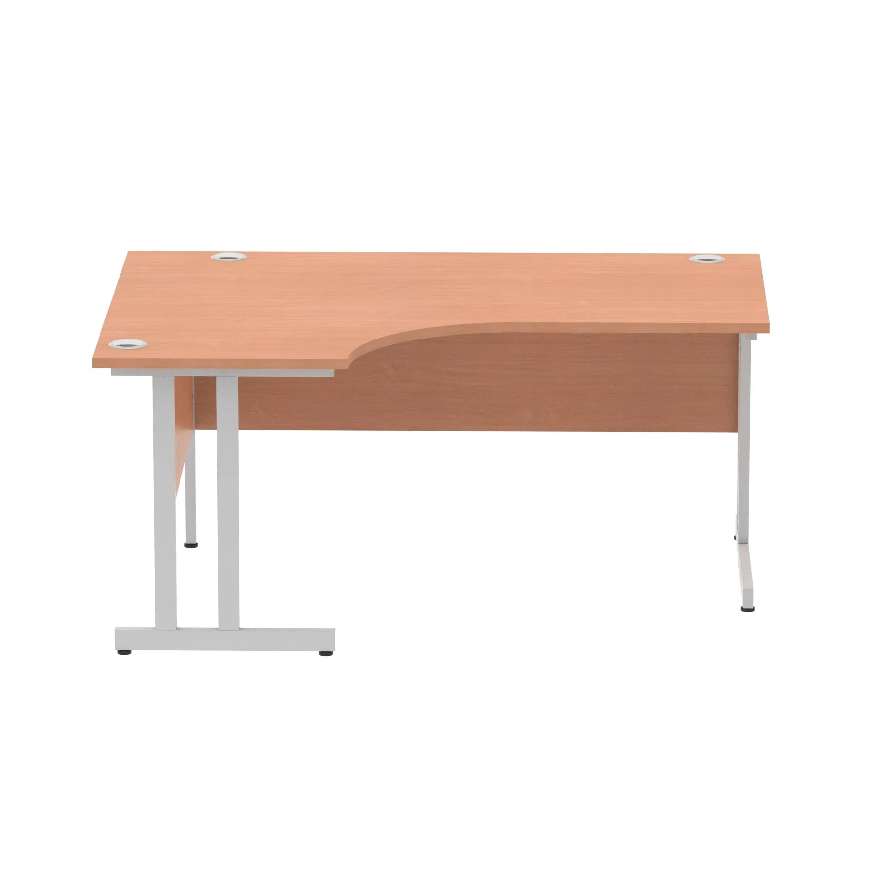 Dynasty Freestanding Corner Desk | Cable Managed Leg | Sturdy & Weather Resistant | 1600mm Left Crescent | Melamine Finish