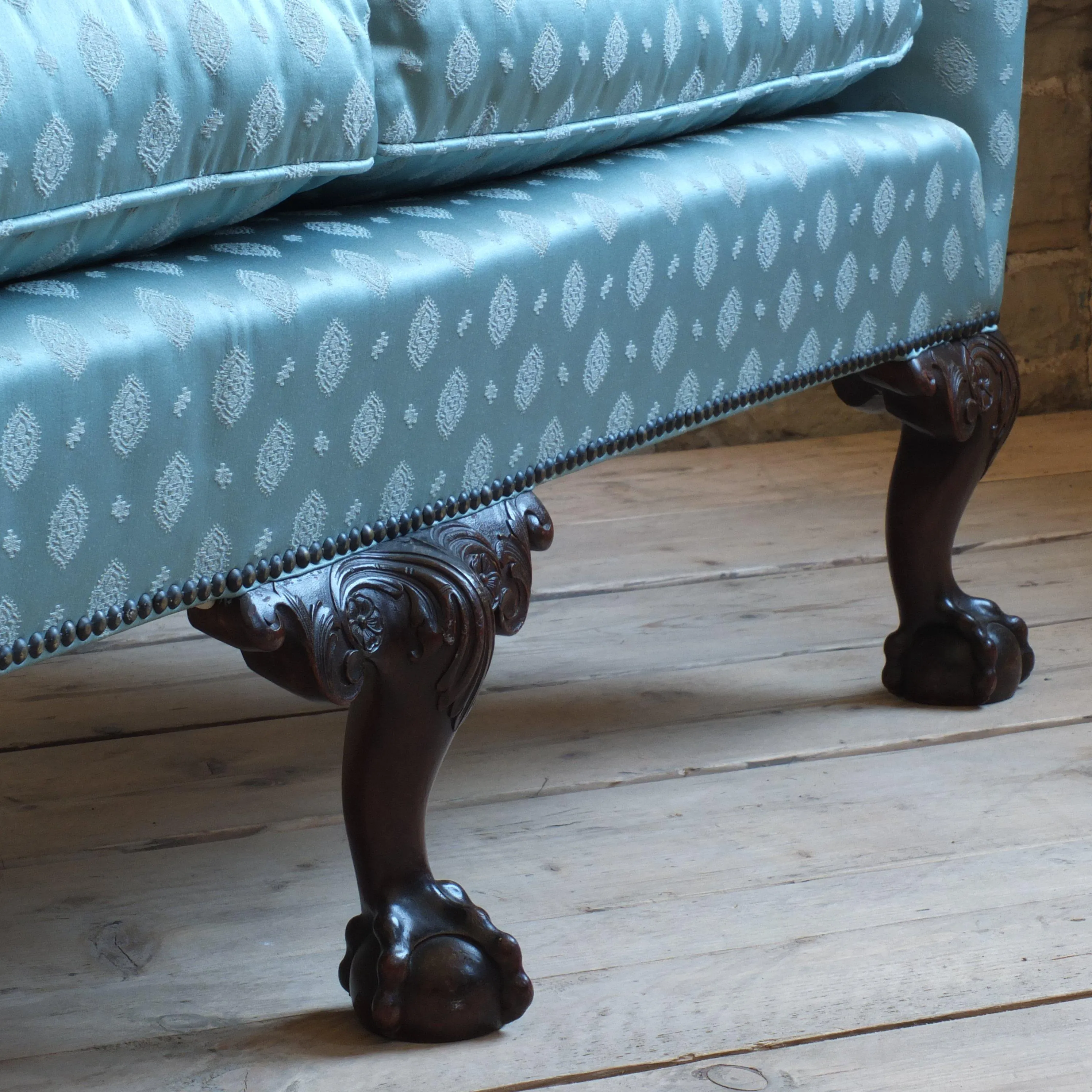 Early 20th century country house camel back sofa