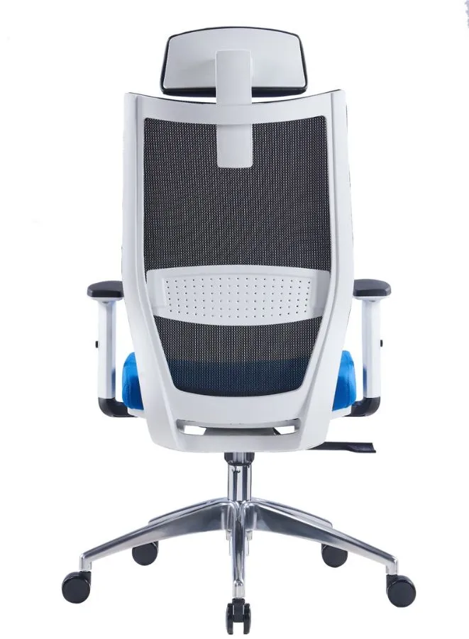 Ergonomic Office Chair with Lumbar Support and Rollerblade Wheels, Blue Seat Black Back Reclining High Back with Breathable Mesh, Adjustable Headrest & Armrest, Comfortable Desk Chairs