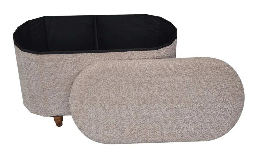 Esme Ottoman With Boucle Storage Bench - Black, Modern Design, Ample Storage & Seating
