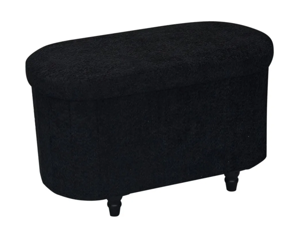 Esme Ottoman With Boucle Storage Bench - Black, Modern Design, Ample Storage & Seating