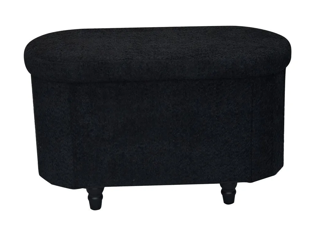 Esme Ottoman With Boucle Storage Bench - Black, Modern Design, Ample Storage & Seating