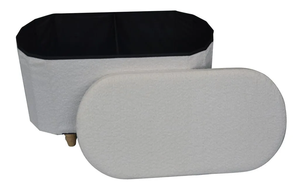 Esme Ottoman With Boucle Storage Bench - Black, Modern Design, Ample Storage & Seating