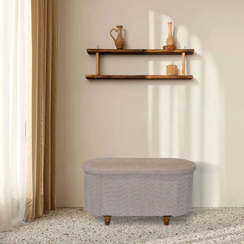 Esme Ottoman With Boucle Storage Bench - Black, Modern Design, Ample Storage & Seating