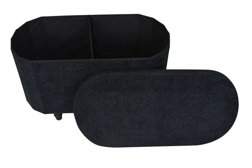 Esme Ottoman With Boucle Storage Bench - Black, Modern Design, Ample Storage & Seating