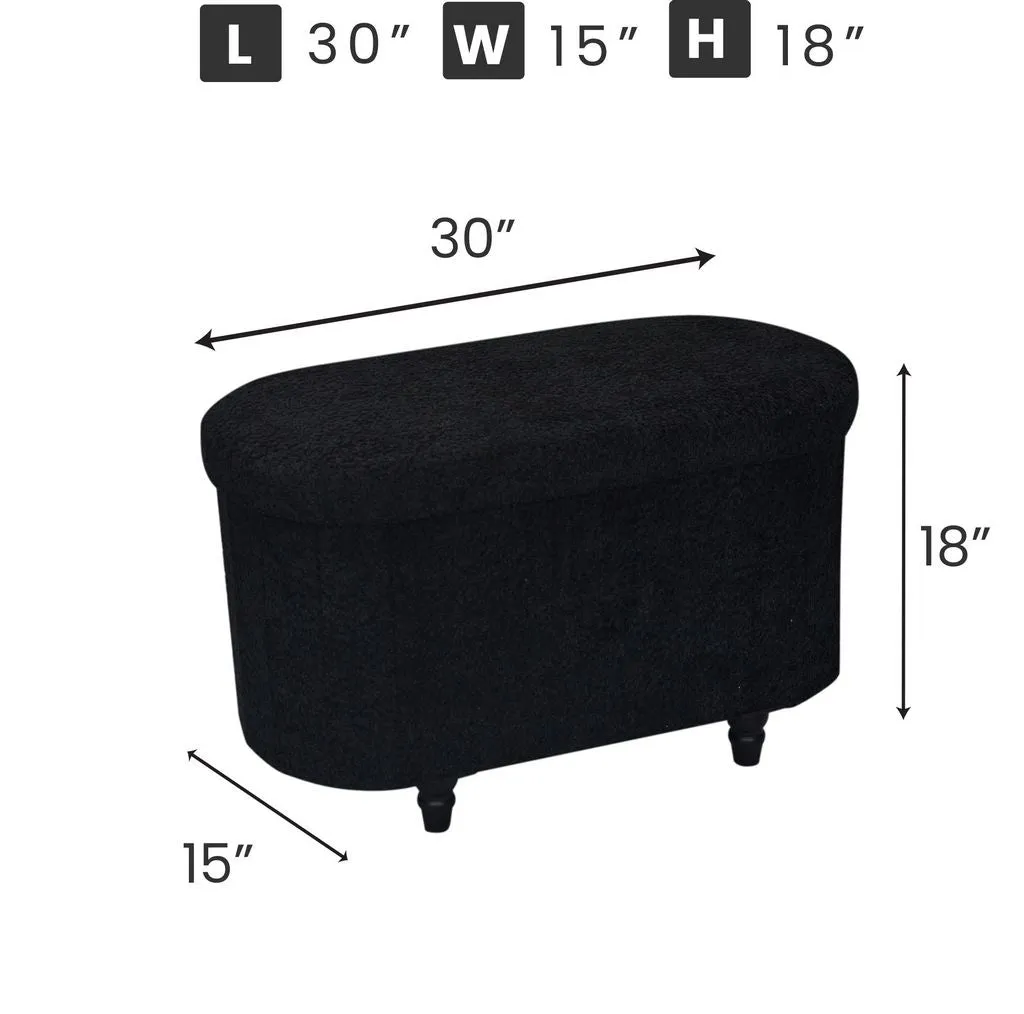 Esme Ottoman With Boucle Storage Bench - Black, Modern Design, Ample Storage & Seating
