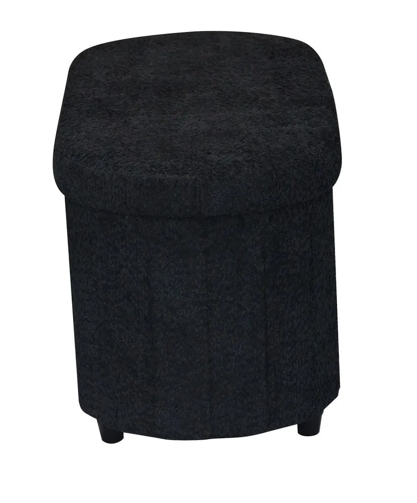 Esme Ottoman With Boucle Storage Bench - Black, Modern Design, Ample Storage & Seating