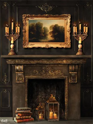 Fall Fireplace Background for Photography