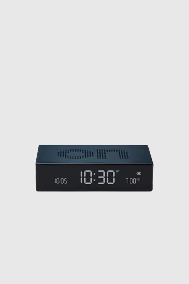Flip Premium Reversible Alarm Clock - Dark Aluminium Blue