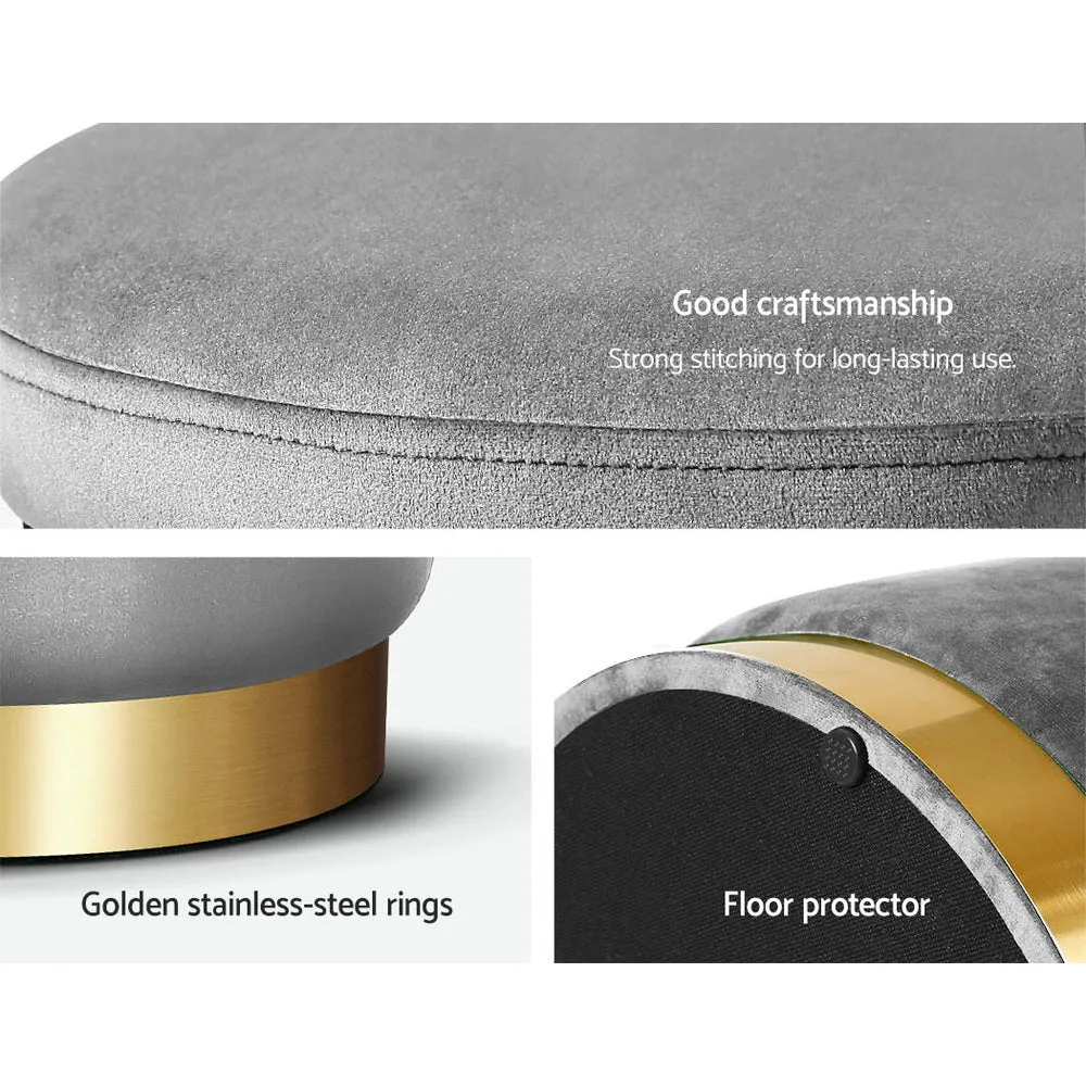 Footstool Round Velvet Ottoman Foot Stool Foot Rest Pouffe Padded Seat