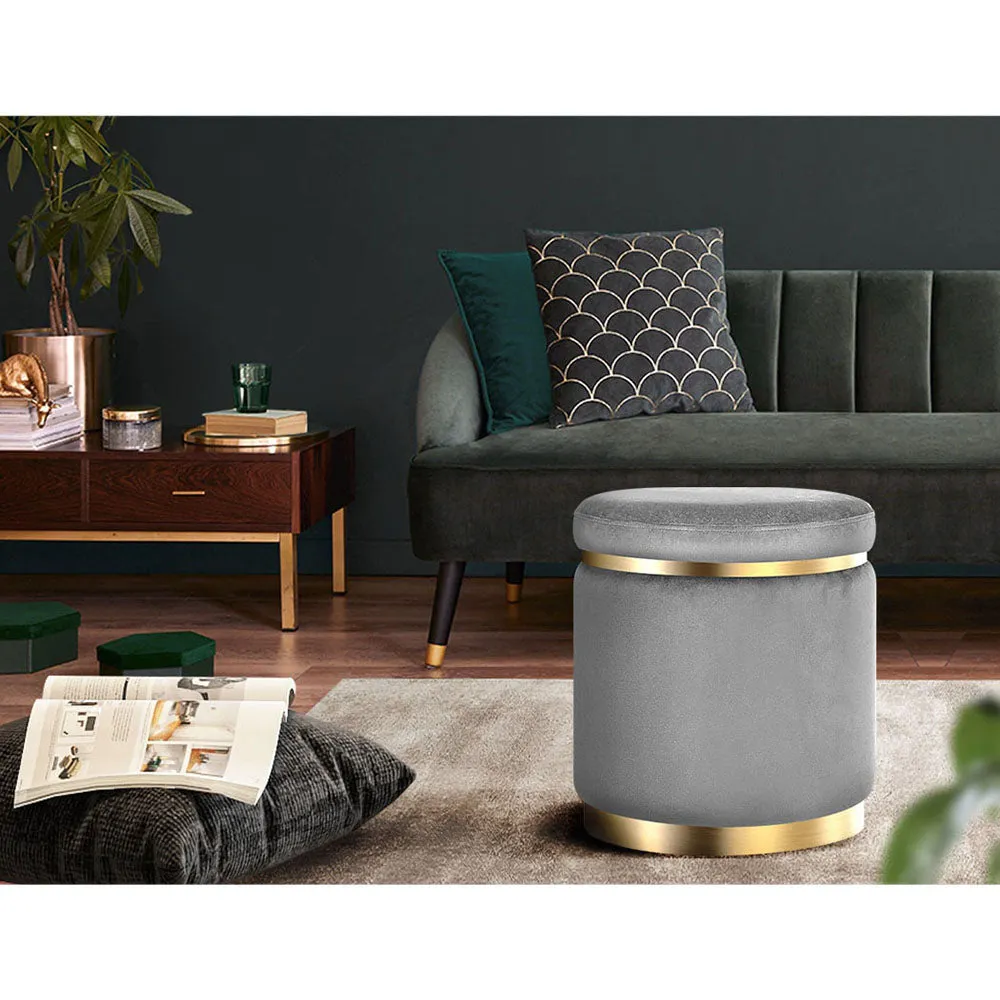Footstool Round Velvet Ottoman Foot Stool Foot Rest Pouffe Padded Seat