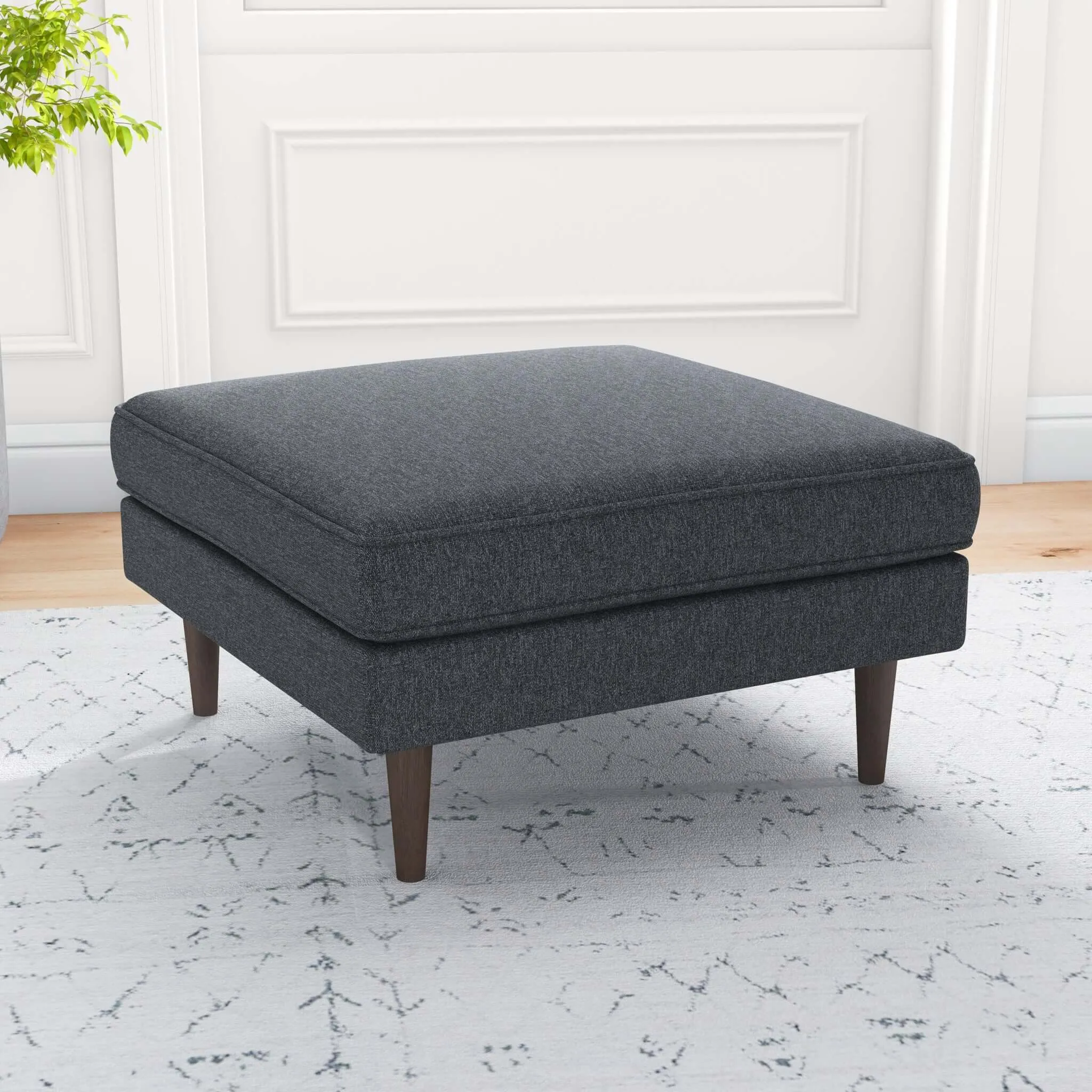 Fordham Teal Velvet Square Upholstered Ottoman