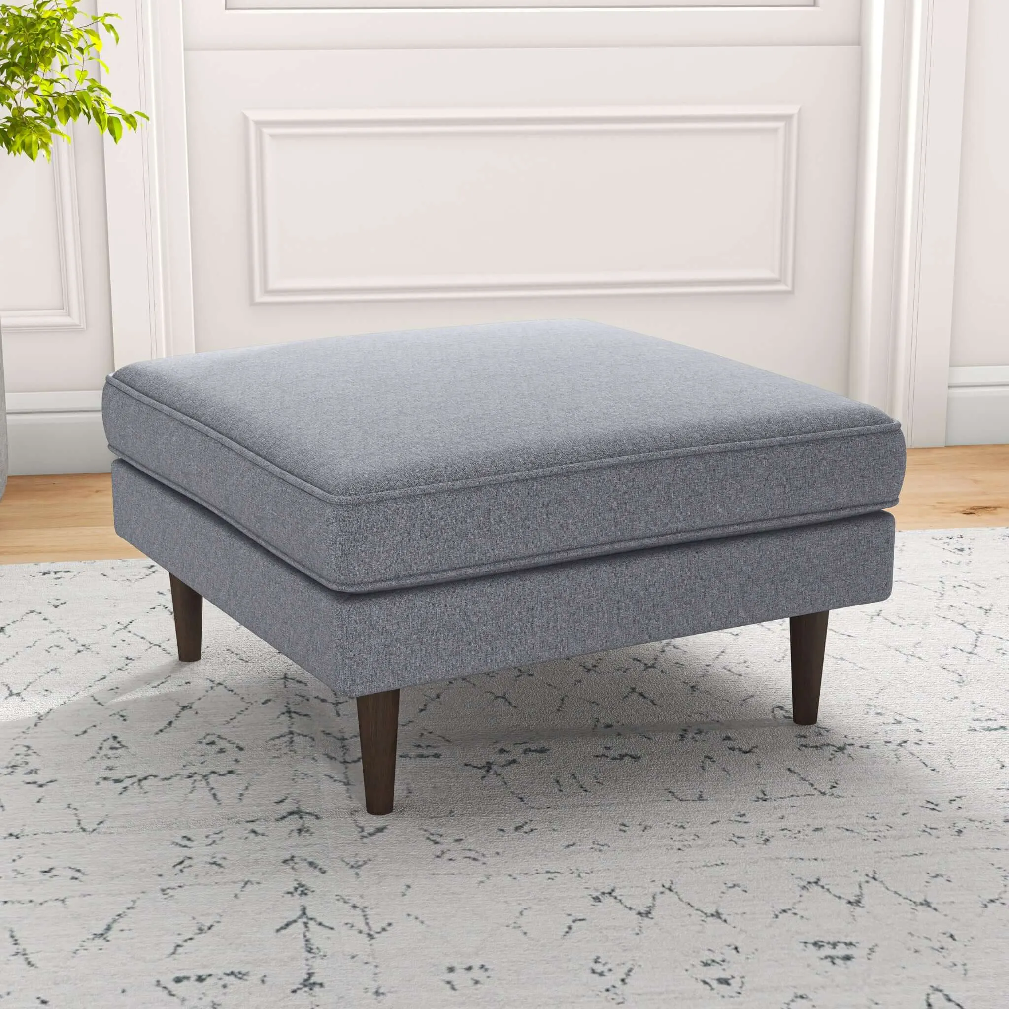 Fordham Teal Velvet Square Upholstered Ottoman