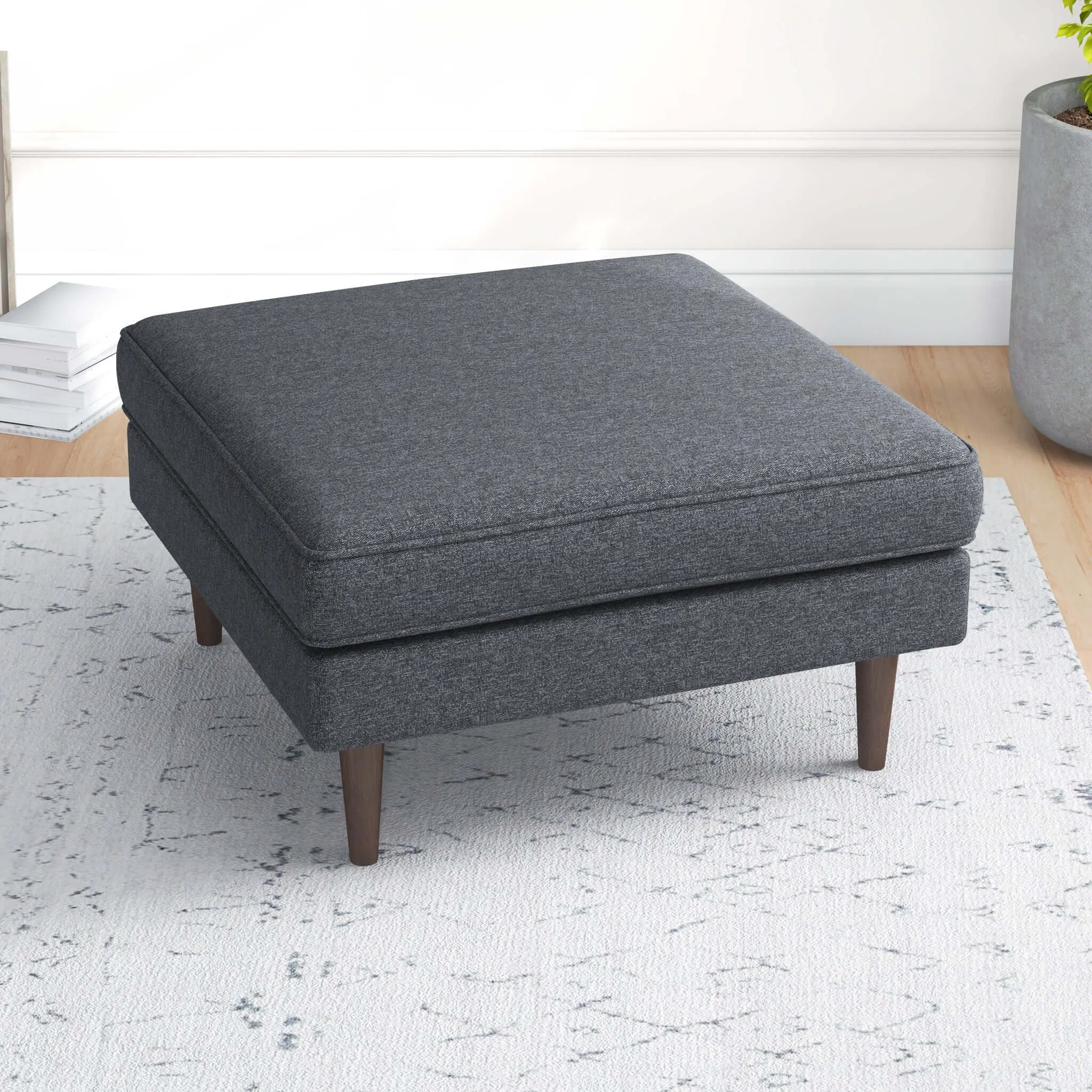 Fordham Teal Velvet Square Upholstered Ottoman
