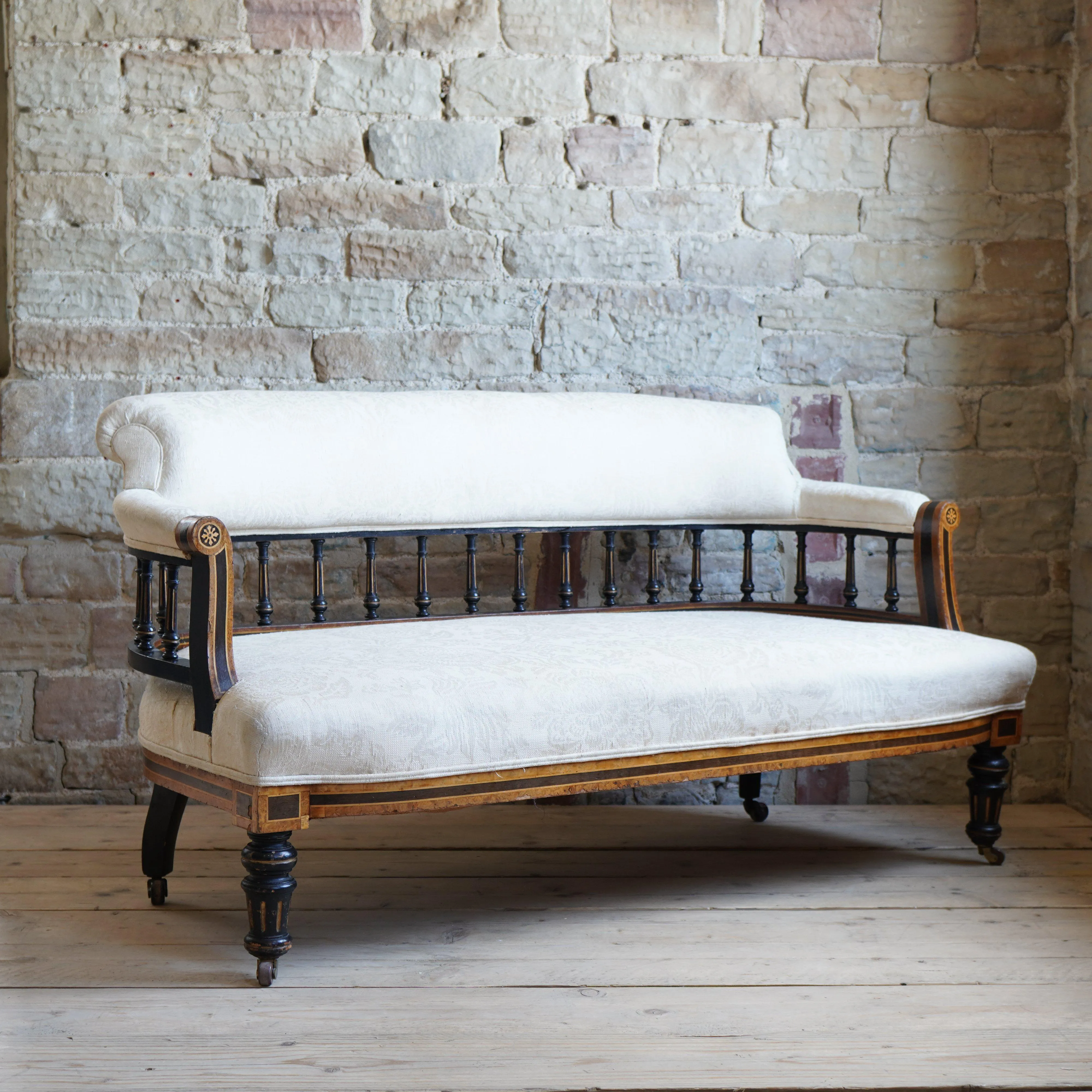 French Marquetry Inlaid Salon Sofa