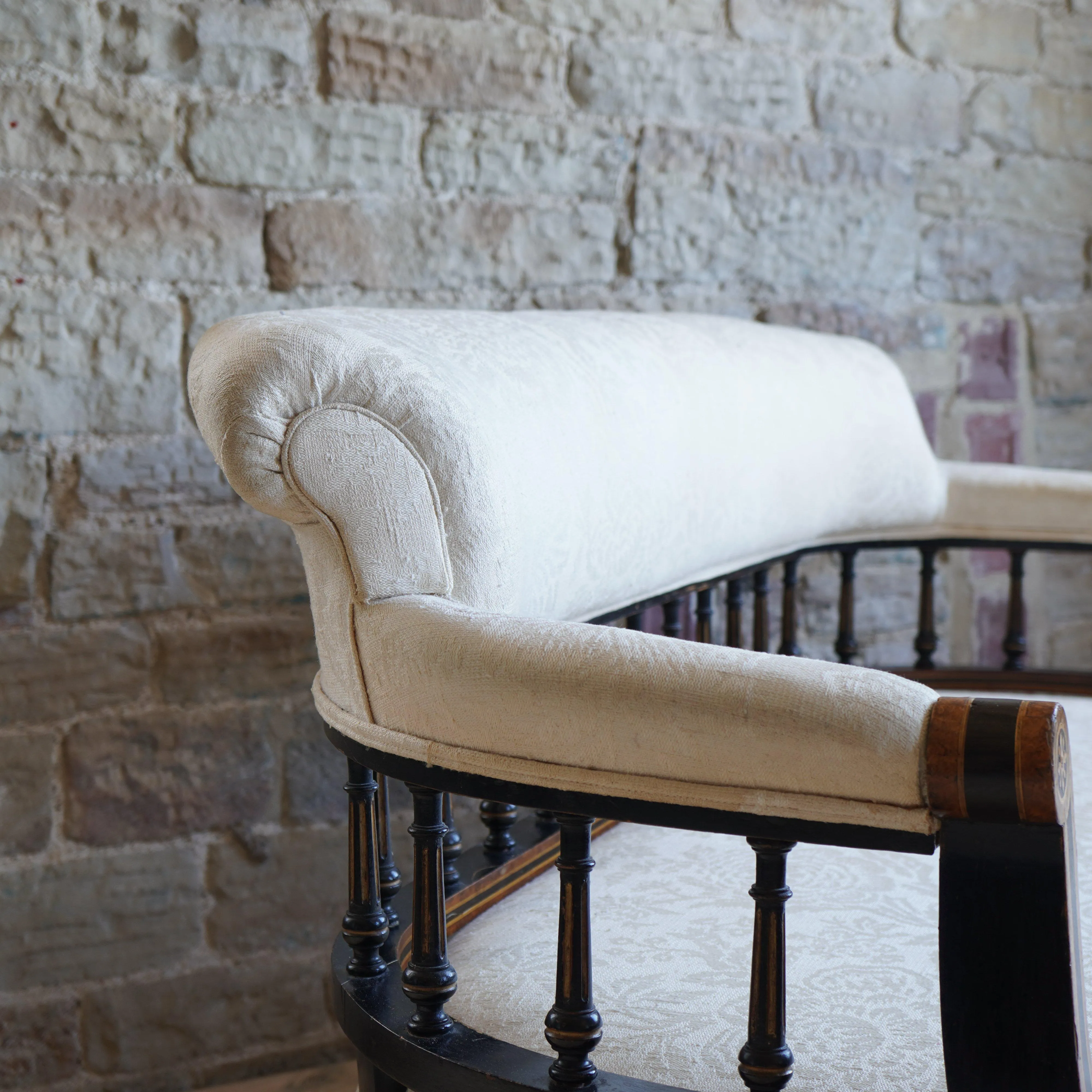 French Marquetry Inlaid Salon Sofa