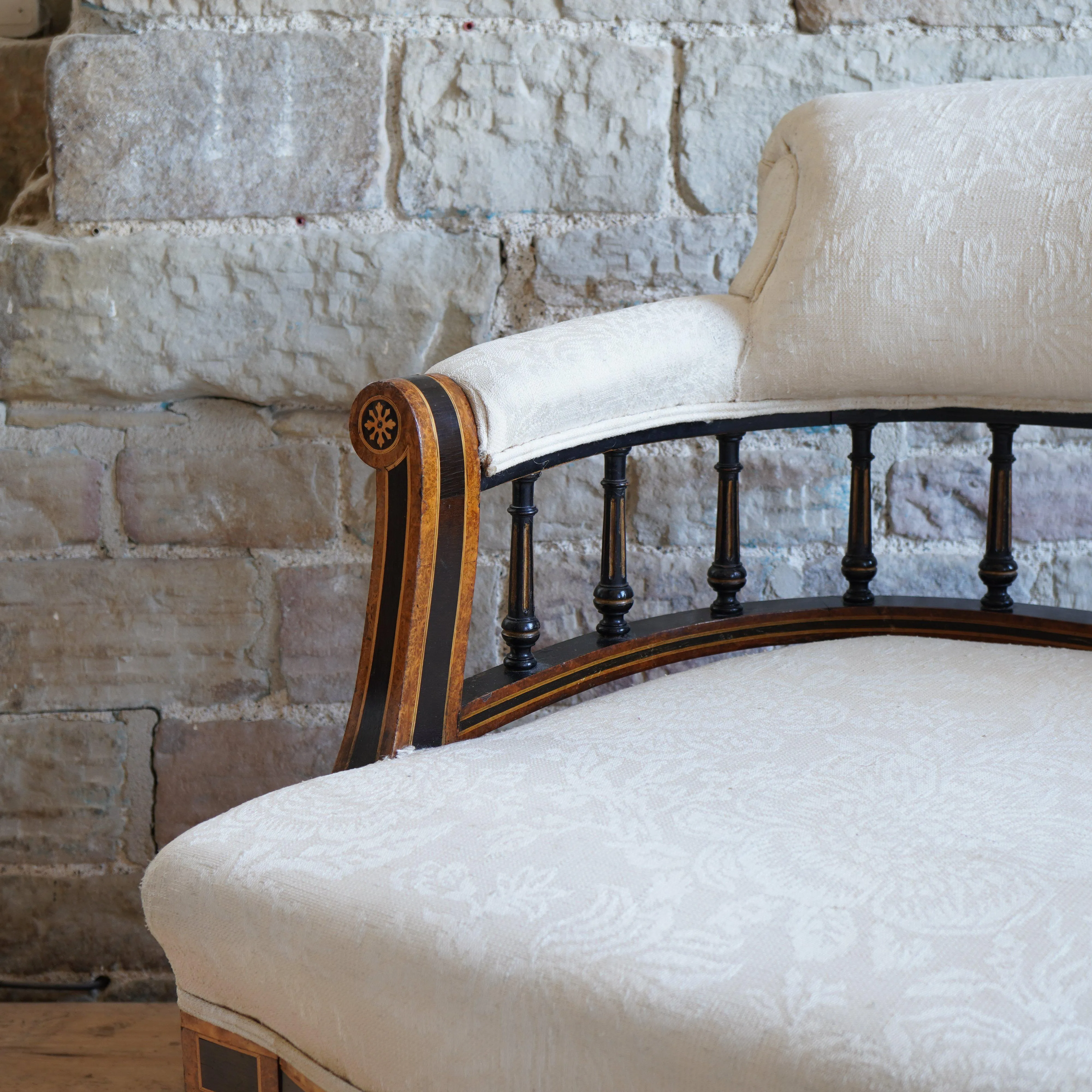French Marquetry Inlaid Salon Sofa