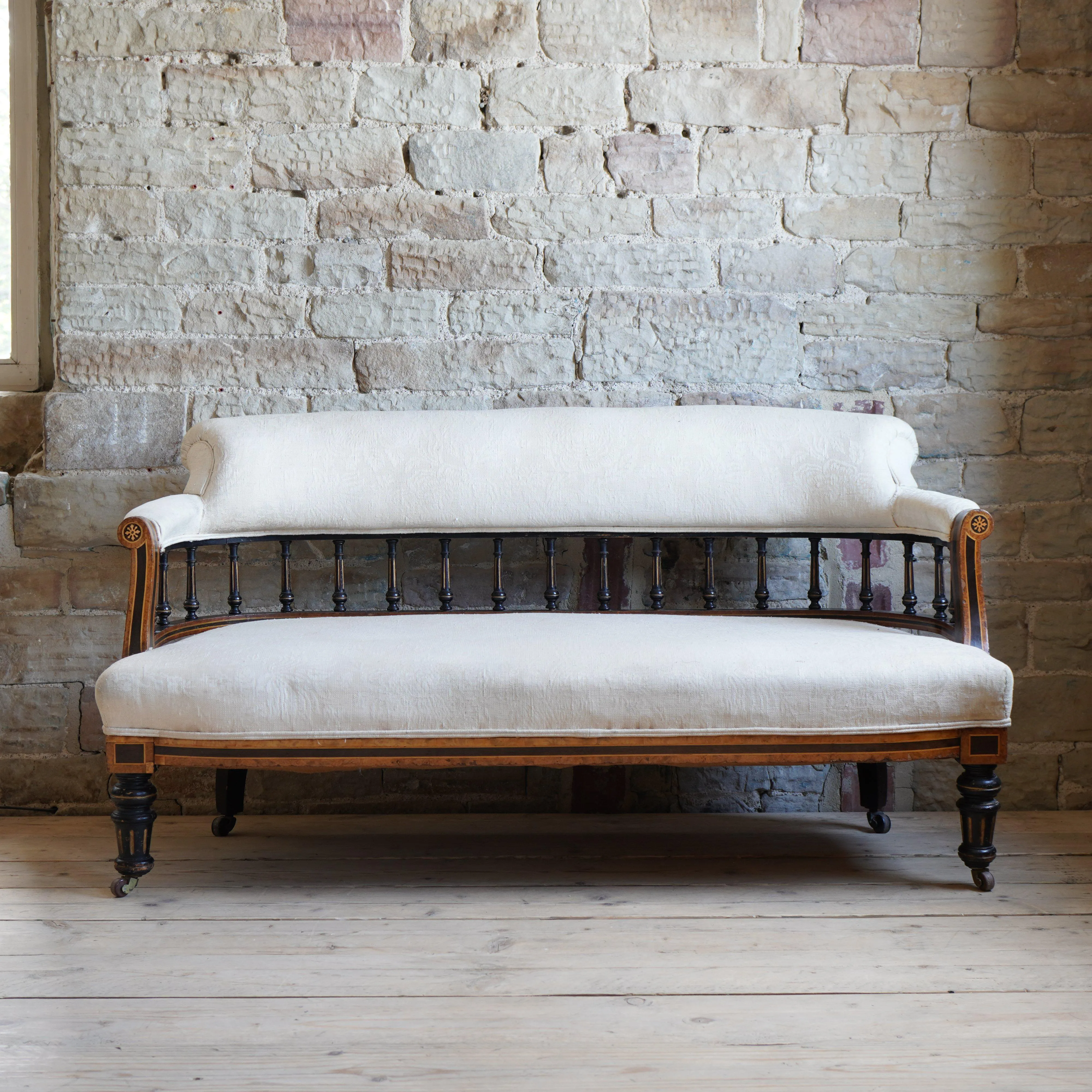 French Marquetry Inlaid Salon Sofa