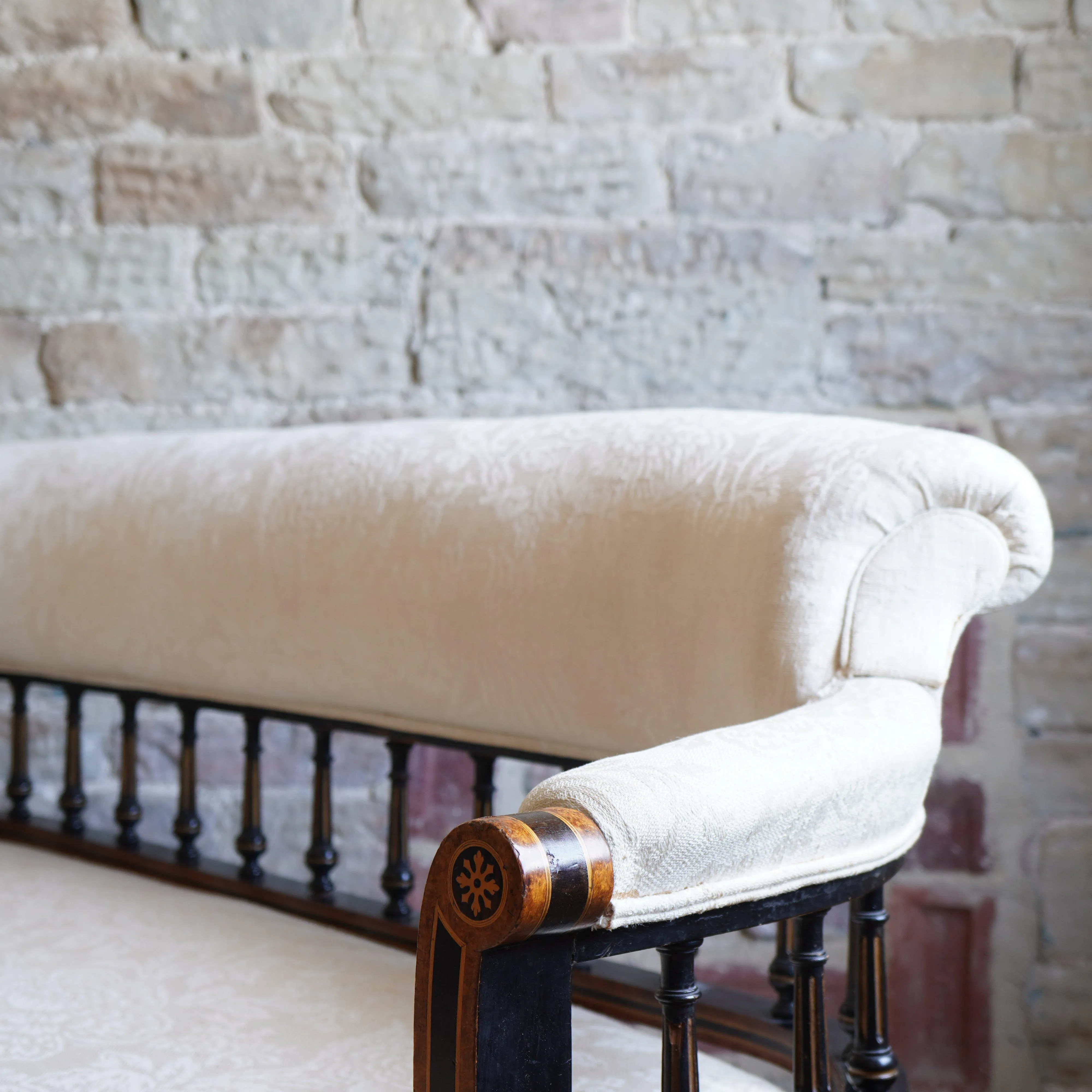French Marquetry Inlaid Salon Sofa