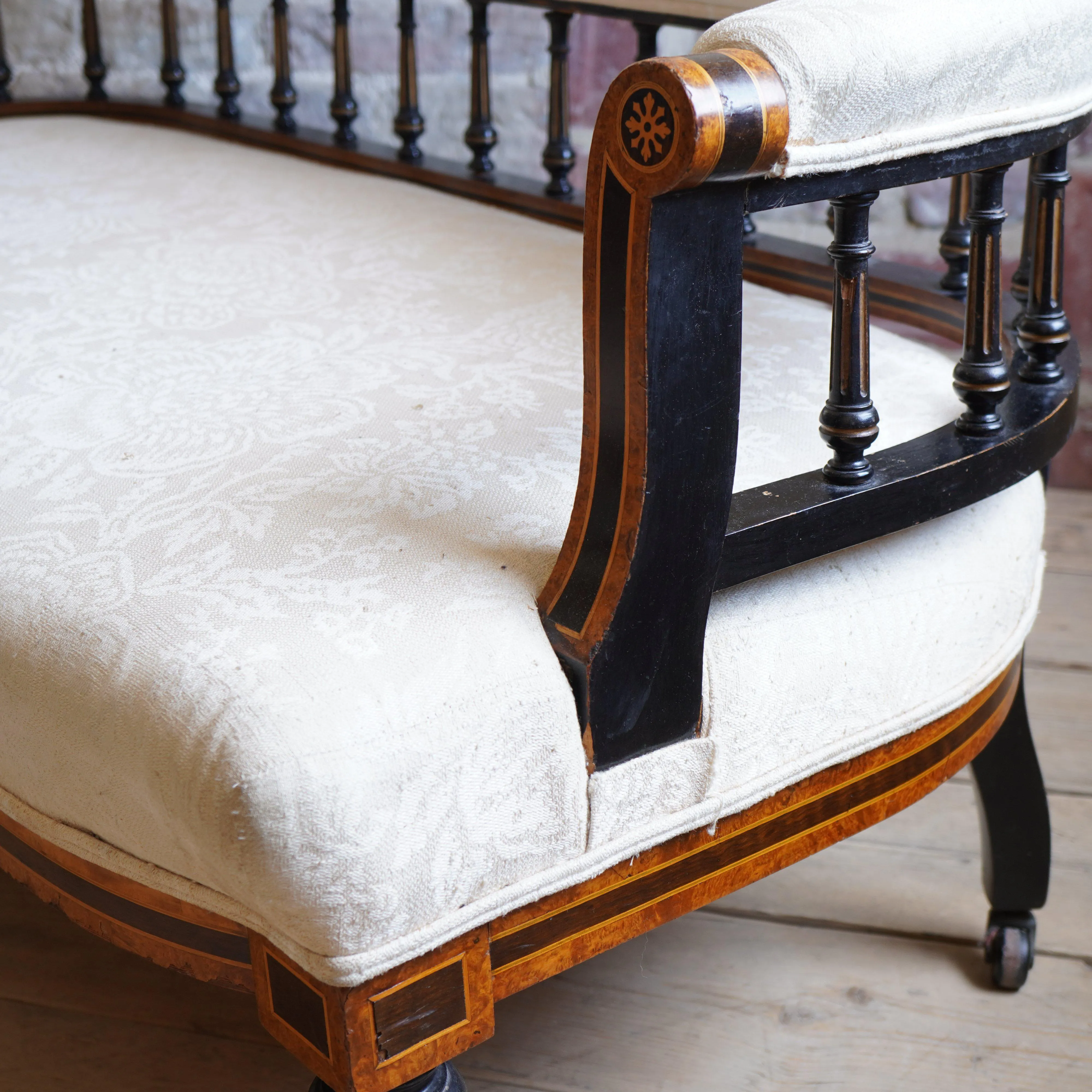French Marquetry Inlaid Salon Sofa