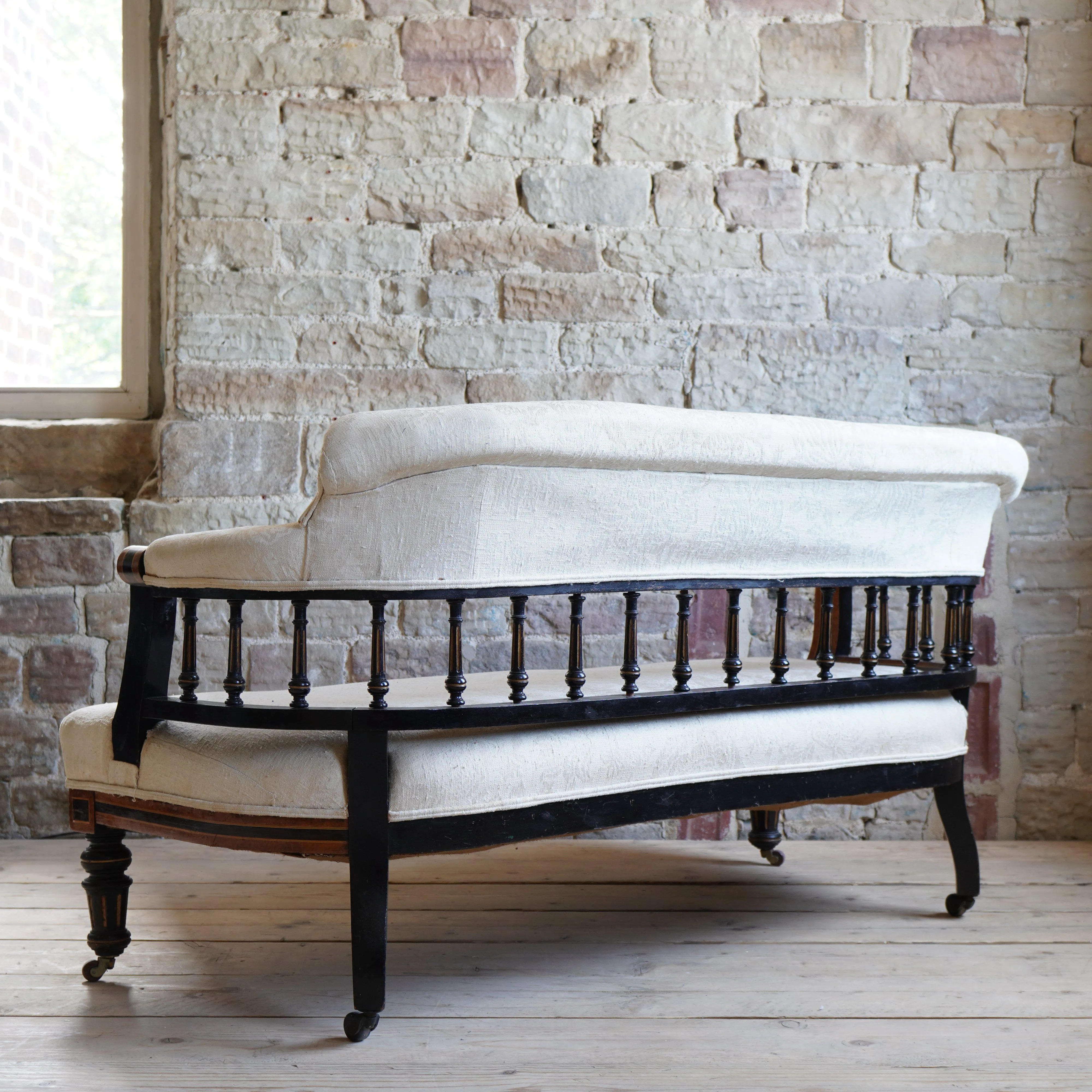 French Marquetry Inlaid Salon Sofa